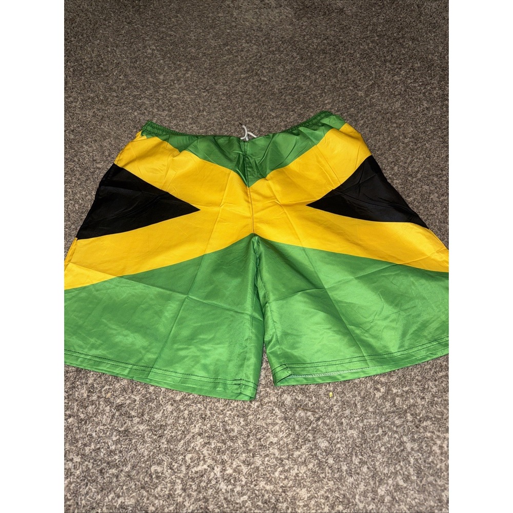 Mens Swim Trunks Jamaican‎ Flag Quick Dry Board Shorts with Compression Liner